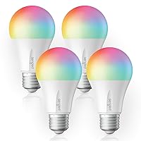 Alexa Light Bulb, Zigbee Bulb Smart Hub Required, Works with Alexa and SmartThings, Voice Control with Echo Show 10 with built-in Hub, Color Changing 60W Equivalent A19 Smart Light Bulbs, 4PK