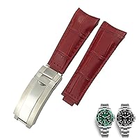 20mm Curved End Watchbands Leather Strap Fit for Rolex 116610 Submariner Oyster GMT Daytona Slide Lock Buckle Cowhide Bracelets