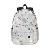 Terrazzo Marble Pastel Print Backpack for Women Men Lightweight Laptop Bag Casual Daypack Laptop Backpacks 15 Inch