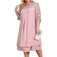 Wedding Guest Dresses for Women Plus Size Elegant Embroidered Lace Chiffon Mother of The Bride Dress