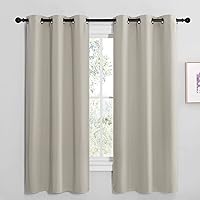 NICETOWN Kitchen Curtains for Decoration, Thermal Insulated Grommet Room Darkening Draperies/Panels for Laundry (Natural, 2 Panels, W42 x L68 inches)