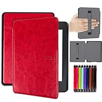 Case for Paperwhite 4 PQ94WIF for Kindle Paperwhite 5 11th 2021 Ebook Reader Leather Holster Flip Cover with Handheld Stand Cover,red,Paperwhite 11th 2021