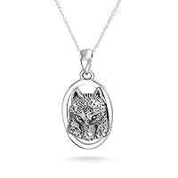 Unisex Large Animal Totem Amulet Wicca Jewelry Crescent Moon And Stars Pendant Werewolf Celestial Howling Wolf Necklace Earrings Jewelry Set For Women Teens Men Oxidized .925 Sterling Silver