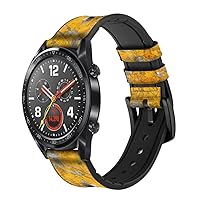 CA0814 Bullet Rusting Yellow Metal Leather & Silicone Smart Watch Band Strap for Wristwatch Smartwatch Smart Watch Size (22mm)