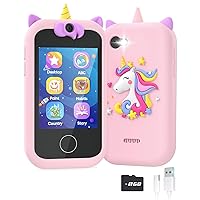 Smart Phone for Kids,Touchscreen Kids Phone Gifts for Girls Age 6-8, Toy Phone with Games Interactive Learning Toys for 3 4 5 6 7 Year Old Girl Christmas Birthday Gifts with 8G SD Card