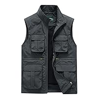 Men Utility Cargo Vest Outdoor Lightweight Multi-Pocketed Fishing Safari Travel Work Photo Vest Outerwear Man Vests