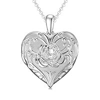 SOULMEET Sunflower/Rose White Locket Necklace That Holds Pictures Photo Keep Someone Near to You Personalized Sterling Silver/Real White Gold Locket Gift