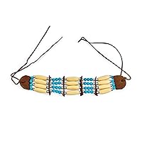 Bling Jewelry Boho South Western American Indian Style Handmade 3 Row Line Bead Natural Wood Hair Pipe Black Brown Leather Tribal Wide Choker Adjustable Necklace For Women Teens