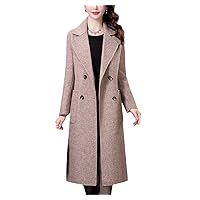 Long Cashmere Coat For Women Autumn Winter Mother Outwear Slimming Office Lady A Shape Blends Jackets