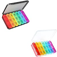 ASprink Pill Organizer 3 Times a Day, Weekly Pil Box 3 Times a Day - Daily Pill Box 7 Day Medicine Organizer (Black and White)