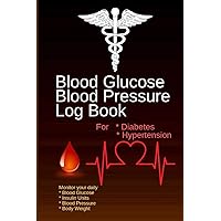 Blood Glucose Blood Pressure Log Book: For Diabetes and Hypertension, Monitor Your Daily BLOOD GLUCOSE INSULIN UNITS BLOOD PRESSURE MEDICINES BODY WEIGHT, 120 Week Size 6x9 Inch.