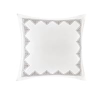 INK+IVY Single 100% Cotton Euro Sham - European Square Decorative Pillow Cover, Hidden Zipper Closure (Cushion NOT Included), Isla, Geometric White 26