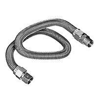 Flextron FTGC-SS38-60F 60 Inch Flexible Gas Line Connector with 1/2 Inch Outer Diameter & 1/2 Inch FIP x 3/8 Inch MIP Fittings, Uncoated Stainless Steel Water Heater Connector, CSA Approved