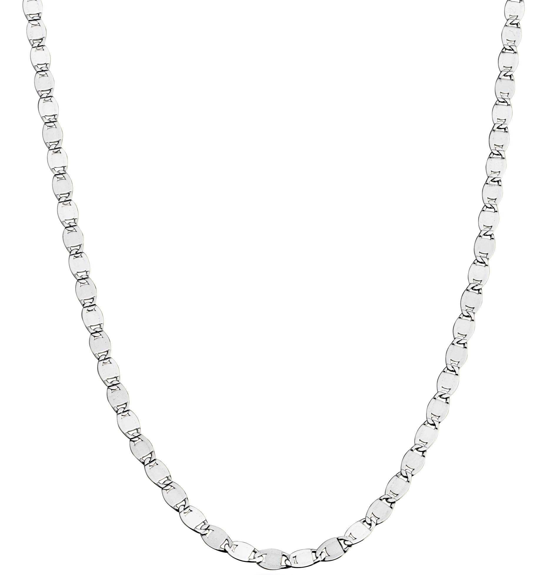 Miabella 925 Sterling Silver Italian Sparkle Mirror Link Chain Necklace for Women Teen Girls, Made in Italy