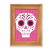 Pink Eyes Skull Mexico National Culture Illustration Desktop Wooden Photo Frame Display Picture Art Painting Multiple Sets