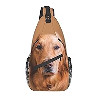 Golden Retriever Chest Bag Shoulder Bag, Cute Animals Sling Backpack Casual Travel Bag For Men And Women