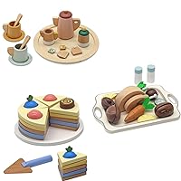 Birthday Cake Cutting Toys+Role Play Tea Set + Thanksgiving Turkey Cutting Toys