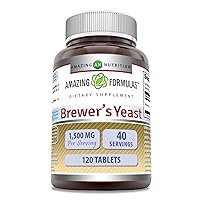 Amazing Formulas Brewers Yeast Supplement | 1500 Mg Per Serving | 120 Tablets | Non-GMO | Gluten Free | Made in USA