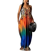 BessCops Summer Maxi Dresses for Women 2024 Plus Size Sundresses Casual Fashion Sleeveless Loose Long Sexy Dress with Pockets