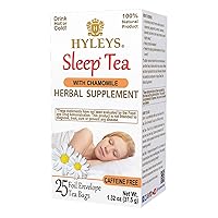 Hyleys Sleep Chamomile Herbal Tea - Evening Unwind Blend, Caffeine-Free, Decaf - 25 Tea Bags