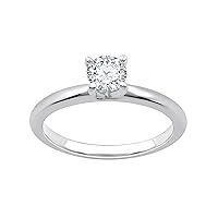 1/2 ct. T.W. Round Cut Lab Diamond (SI1-SI2 Clarity, F-G Color) and 10K White Gold Solitaire Ring