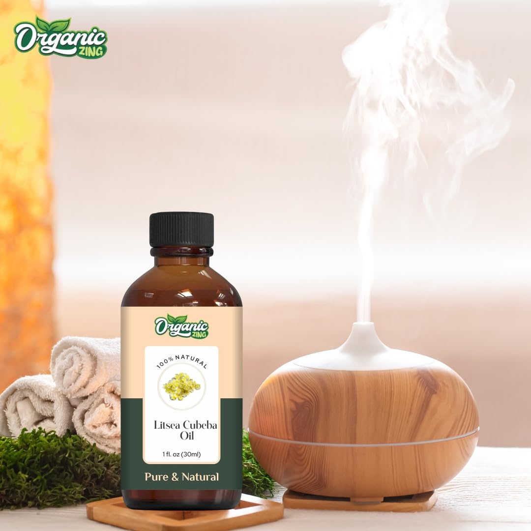 Organic Zing Litsea Cubeba Oil | Pure & Natural Essential Oil for Aroma & Diffusers- 30ml/1.01fl oz