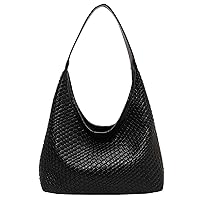 Woven Leather Tote Women's Top Handle Shoulder Bag, Large Capacity Soft Vegan Crossbody Bag Underarm Bag