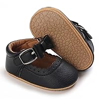 LAFEGEN Baby Girl Shoes Non Slip Soft Sole PU Leather Infant Toddler Mary Jane Flats First Walker Crib Dress Oxford Shoes 3-18 Months