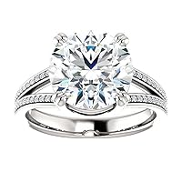 Nitya Jewels 4 CT Round Moissanite Engagement Ring Colorless Wedding Bridal Solitaire Halo Bazel Solid Sterling Silver 10K 14K 18K Solid Gold Promise Ring