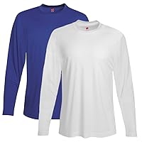 Hanes Men's Long-Sleeve Performance T-Shirt Pack, 2-Pack, Cool DRI Moisture-Wicking Tees