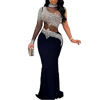 Women Sexy Rhinestone Birthday Party Club Dress Sparkling Sequin Evening Gown Night Outfits