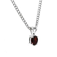 925 Sterling Silver Natural Red Garnet Gemstone Oval Pendant With Chain 925 Stamp Jewelry | Gifts For Women And Girls