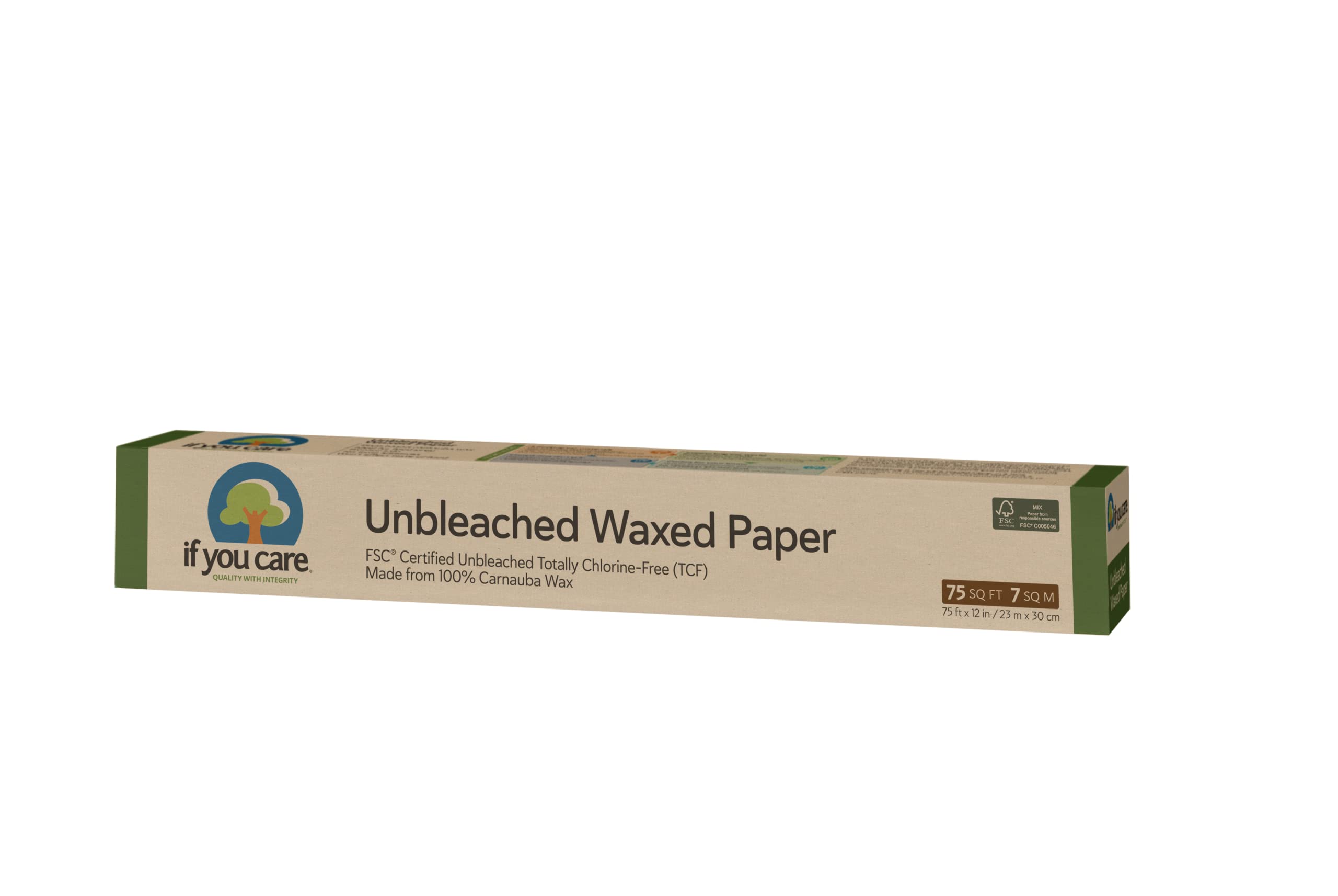 If You Care Wax Paper Rolls – 12 Pack of 75 Sq Ft Rolls - Unbleached, Chlorine Free, 100% Natural Soybean Coated Waxed Sheets, Liner for Baking, Cooking, Food Wrapping