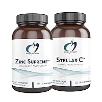 Designs for Health Stellar C + Zinc Supreme - Vitamin C + Bioflavonoids with Zinc Bisglycinate Chelate for Immune, Hair, Skin & Nails Support - 2 Products