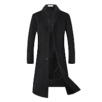 ELETOP Men's Trench Coat Long Wool Coat Winter Classic Overcoat Top Pea Coat