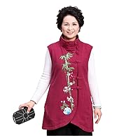 Autumn Winter Embroidery Chinese Traditional Top Womens Vest