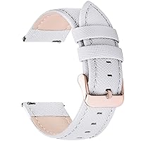 Fullmosa 18mm Leather Watch Band with Stainless Metal Clasp Compatible with Garmin Vivoactive 4S/Vivomove 3S/Active S/Venu 2S/Move 3S, Fossil gen 4/5,White+Rose Gold Buckle