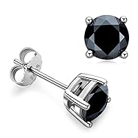 Black Moissanite Earrings 3MM to 6.5MM for Men Women, Lab Created Diamond 925 Sterling Silver Hypoallergenic Stud Gemstone Earrings, 18k Gold Plated, Jewelry Gifts