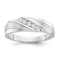 10k White Gold Lab Grown Diamond Si1 Si2 J Mens 5 stone Band Size 10.00 Jewelry Gifts for Men