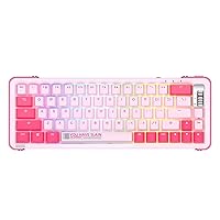EPOMAKER Royalaxe Y68 NKRO RGB 65% Hot Swappable 2.4Ghz/Bluetooth/USB-C Wired Gaming Keyboard with Sound Absorption Silicon, PBT Double Shot Keycaps for Win/Mac/iOS/Gaming/Office（TTC Gold Pink V2）