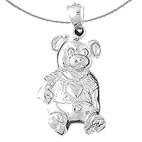 Silver Teddy Bear Necklace | Rhodium-plated 925 Silver Teddy Bear Pendant with 18