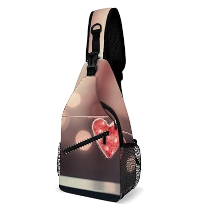 LFDSEPYM Chest Bag Sling Bag for Men Women Hanging Heart Shape Sport Sling Backpack Lightweight Shoulder Bag for Travel, 38x20cm