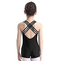 iiniim Girls Basic One Piece Cross Back Gymnastic Ballet Dance Leotard Unitard Bodysuit Athletic Biketard