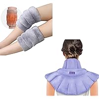 REVIX Microwave Heating Pad for Neck Shoulders and Microwave Heating Pad for Knee, Weighted Microwavable Heated Neck Wrap Warmer, Microwavable Heated Knee Wrap for Tennis Elbow Treatment