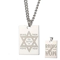 TEAMER Bring Them Home Now Necklace Stainless Steel Jewish Hebrew Personalized Star of David Necklace Original Jewelry for Men Women