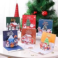 LASHES 6PCS 3D Christmas Cards with Envelopes, Thickened Art Paper Christmas Cards, Vintage Xmas 3D Pop Up Cards for New Year Christmas Holiday Greeting (Birthday)