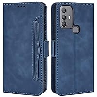 TCL 305 / TCL 306 / TCL 30 SE/TCL 30E Case, Magnetic Full Body Protection Shockproof Flip Leather Wallet Case Cover with Card Holder for TCL 30 SE 2022 Phone Case (Blue)