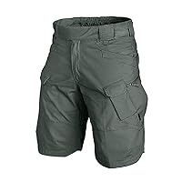 WENKOMG1 Woven Cargo Shorts for Men,Casual Elastic Waist Solid Color Knee Length Athletic Quick Dry Shorts for Men