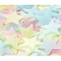 100Pcs Pieces of 3 cm Luminous Stars Glow Patch, Fluorescent Stickers 3 d Wall Stickers(Multicolor)