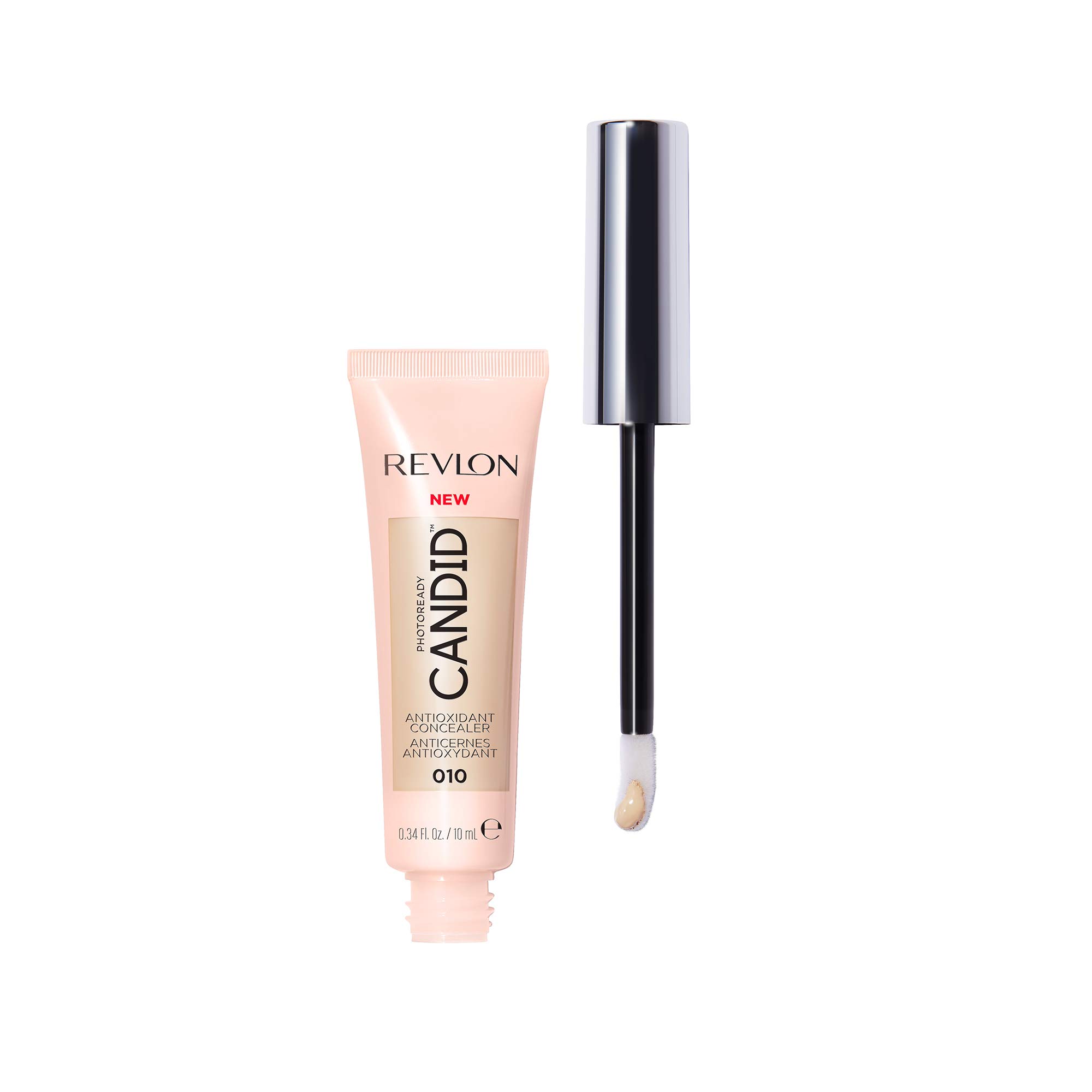 Revlon Concealer Stick, PhotoReady Candid Face Makeup with Anti-Pollution &Antioxidant Ingredients,Longwear Medium-Full Coverage Infused with Caffine,Natural Finish,Oil Free,010 Vanilla,0.34 Fl Oz